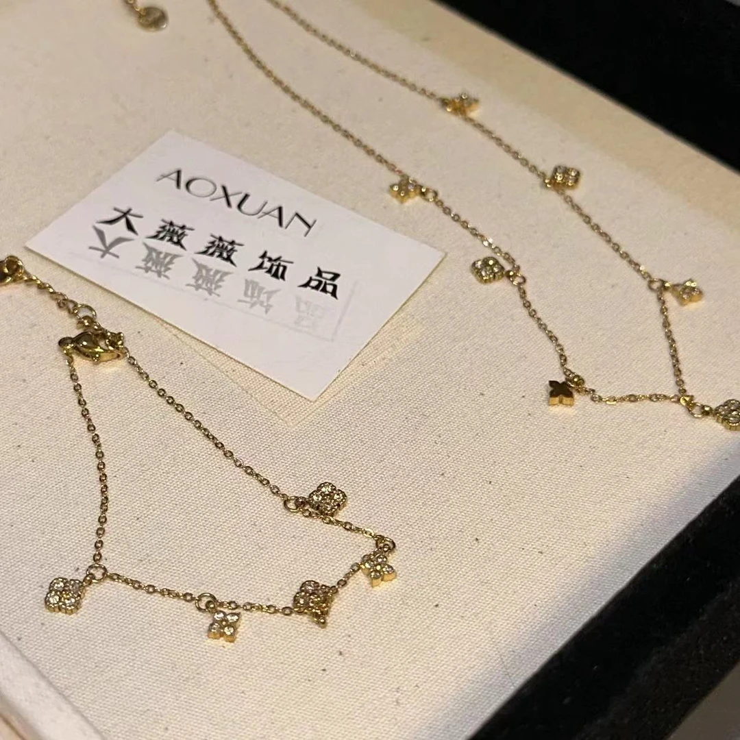 钛钢项链 精致简约四叶花饰品-7085