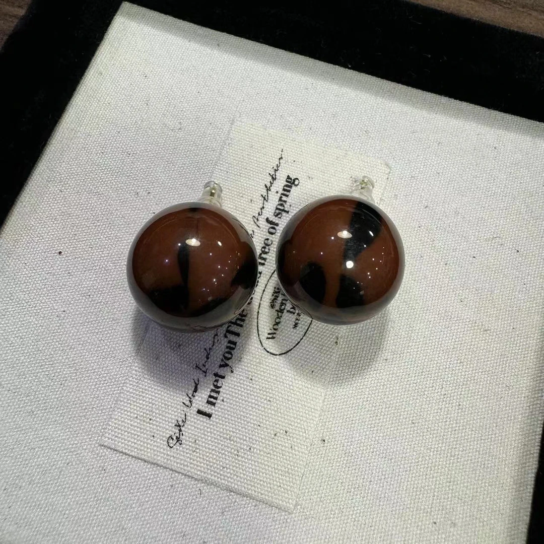 铜合金耳饰 秋冬美拉德色系撞色耳钉-3246