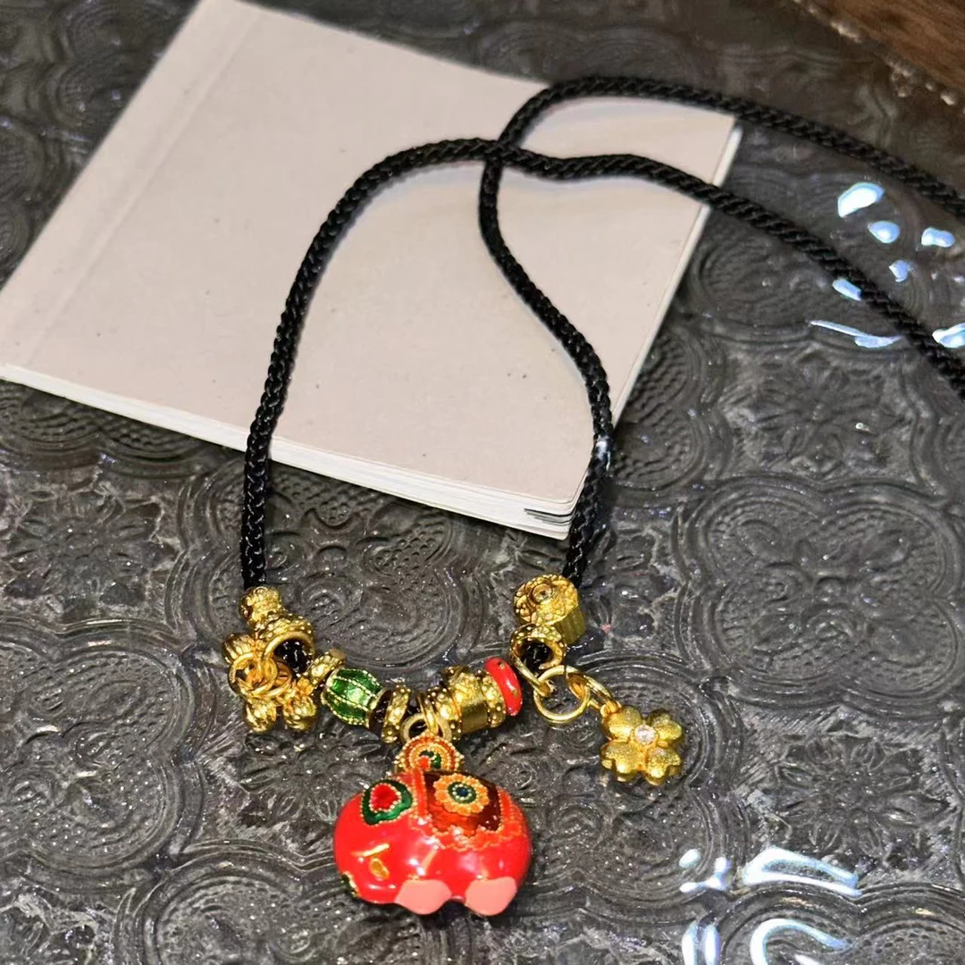铜合金项链 红色大象国风项链-2741