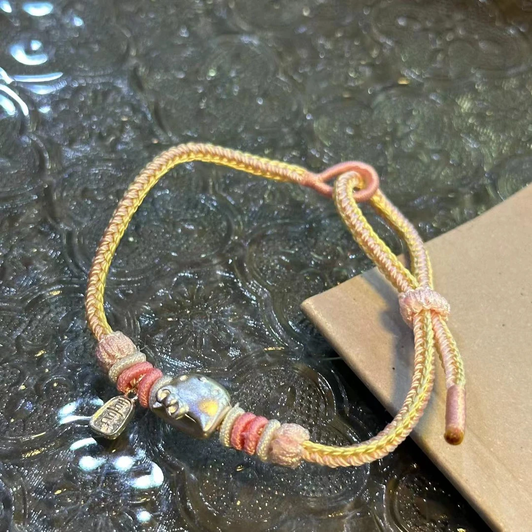 925银手链 可爱猫咪粉色手链-2787