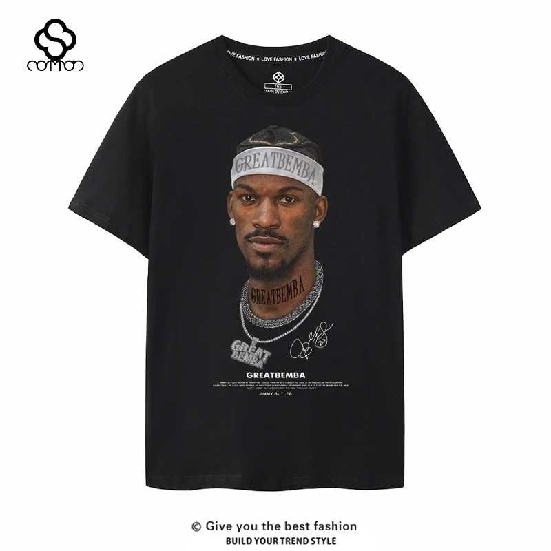 欧美风美式休闲球星吉米巴特勒22号人像短袖T恤复古热火纯棉大码