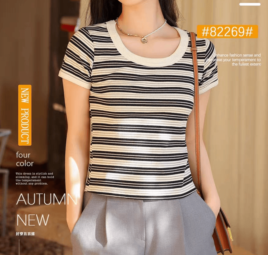 24款细条纹圆领短袖