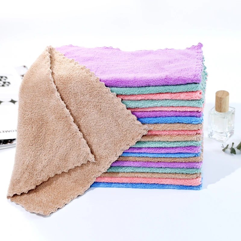 厨房清洁巾加厚不沾油擦地珊瑚绒抹布洗碗巾吸水去污去油碗布家用