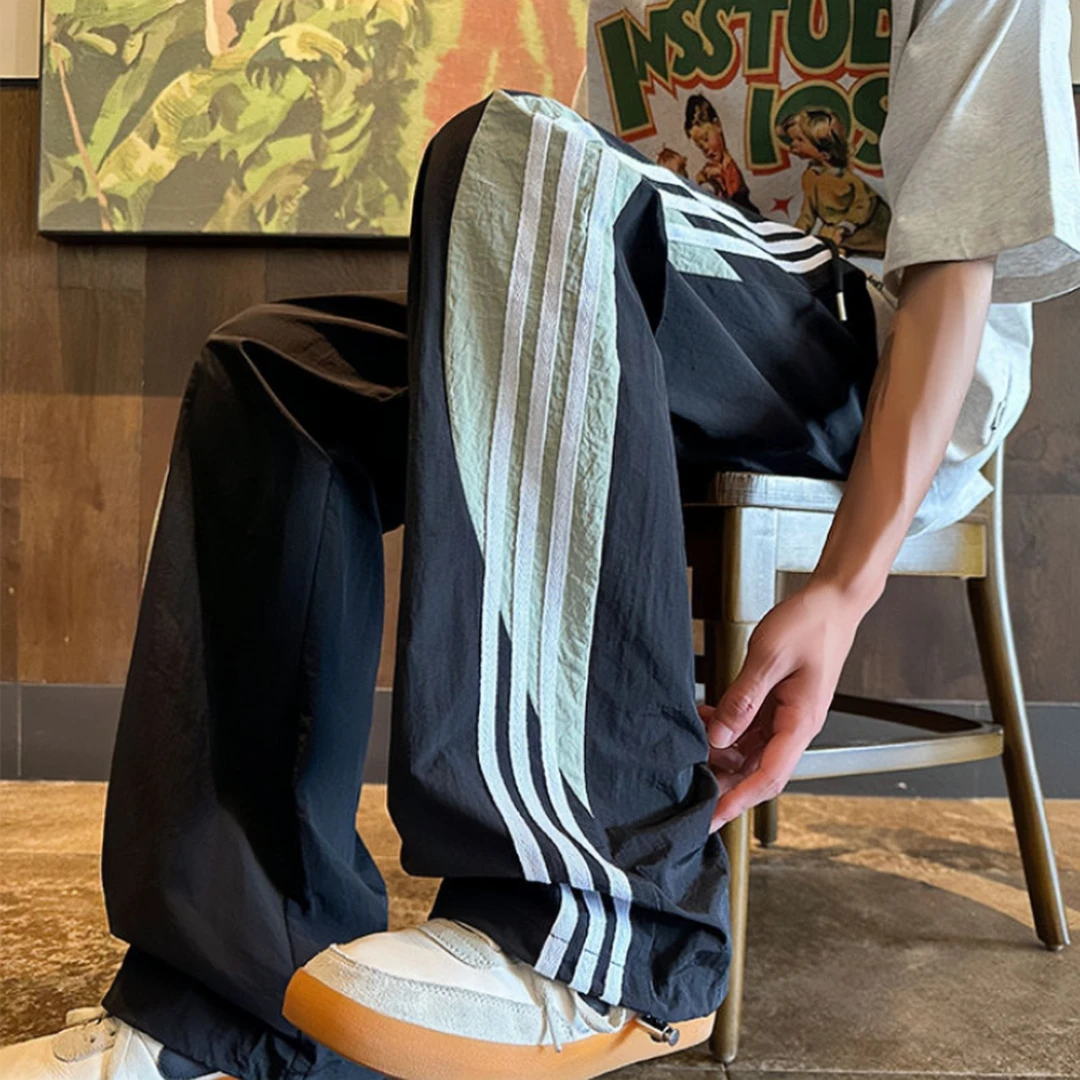 男女休闲裤男款爆款2024新款直筒宽松伞兵男款宽松直筒白色休闲裤