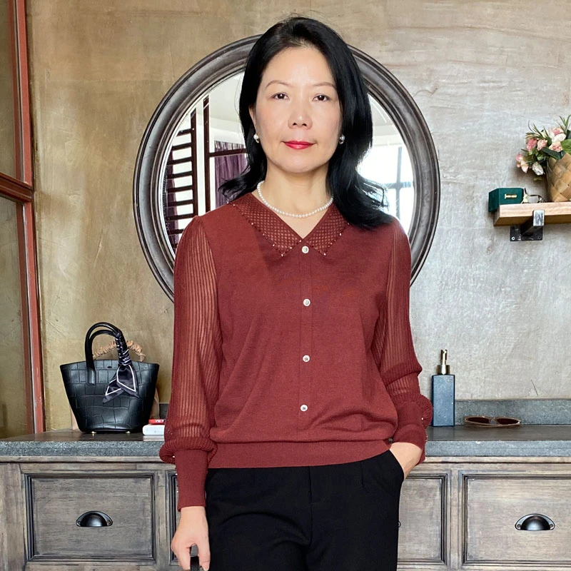 秋款女士新款薄款绵羊毛针织衫长袖上衣宽松白搭洋气打底衫D1200