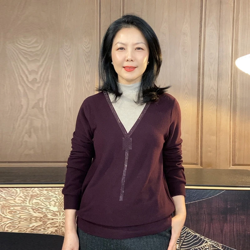 2024新款长袖假两件拼接妈妈装8881