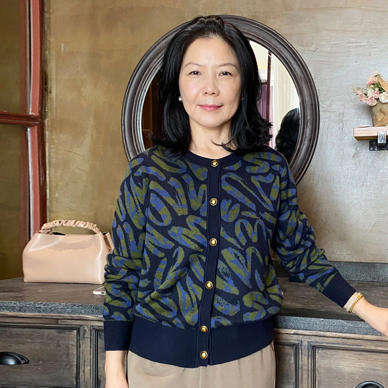 （合集）印花针织开衫薄款女春秋新款妈妈毛衣短款小外套上衣CJ552