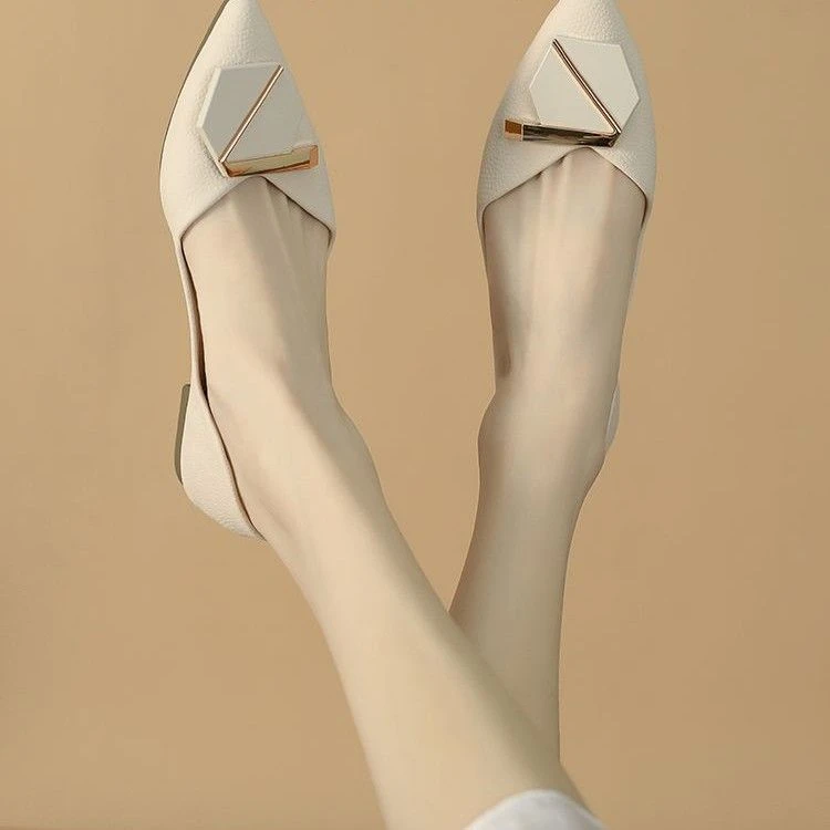 新款法式低跟单鞋女夏2023年新款搭扣时尚尖头软底仙女风浅口懒人