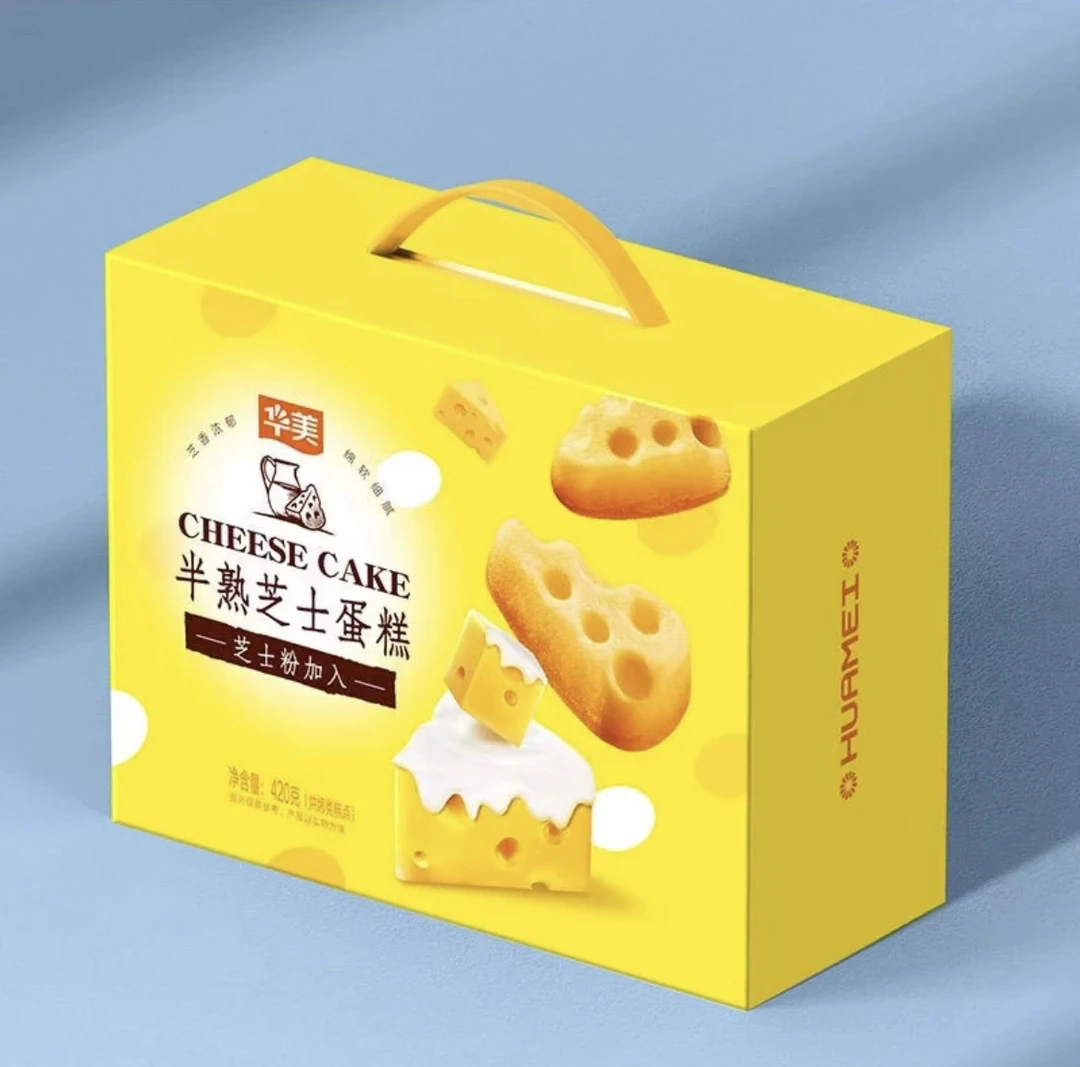 华美半熟芝士味蛋糕整箱早餐休闲日式爆款网红零食糕点420g