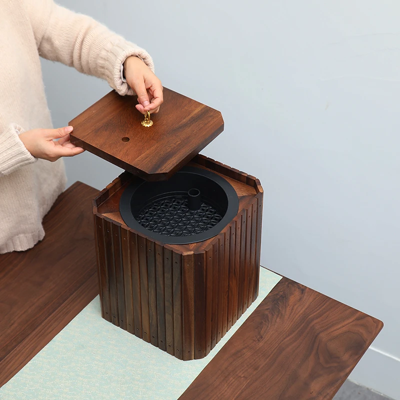 南美胡桃木方形茶水桶 25*25*28 （HP129）