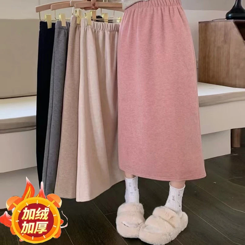 2024秋冬显瘦年货裙半身裙气质高腰时尚百搭开叉款加厚韩版冬A字