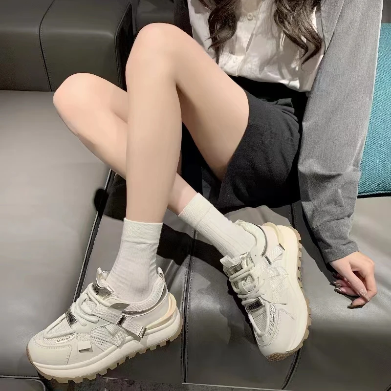 显脚小厚底款老爹鞋女2024春季新款休闲百搭增高内个子爆款潮856