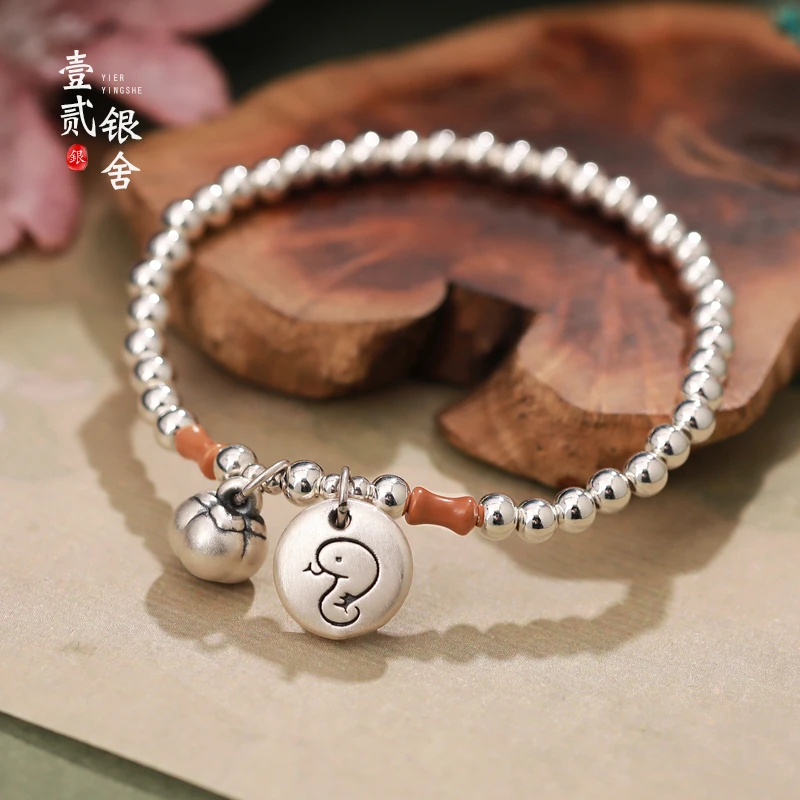 足银手链 足银999手链女 十二生肖手串纯银手链 蛇年本命年女生款