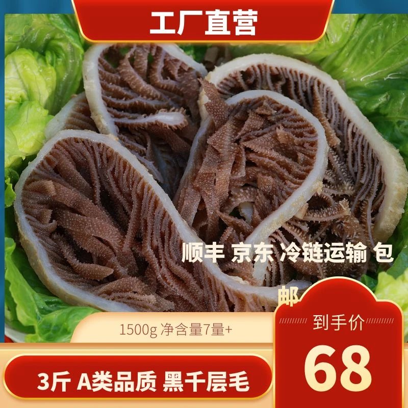 四川火锅毛肚冰鲜黑千层毛肚净重3斤
