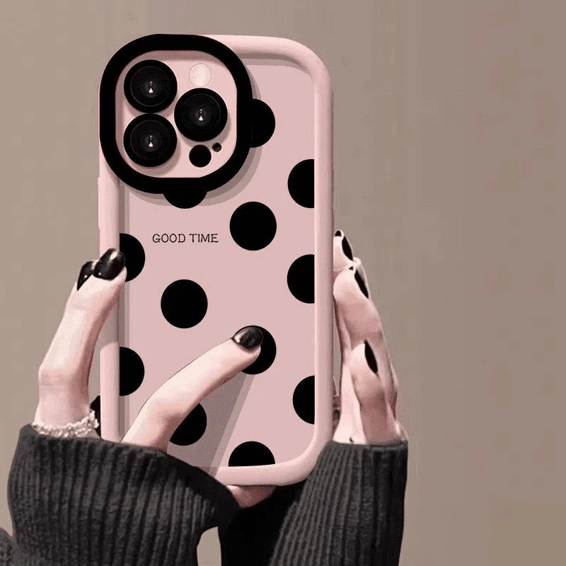 简约黑点适用苹果15promax手机壳12Pro彩绘iPhone14不会撞壳新款x