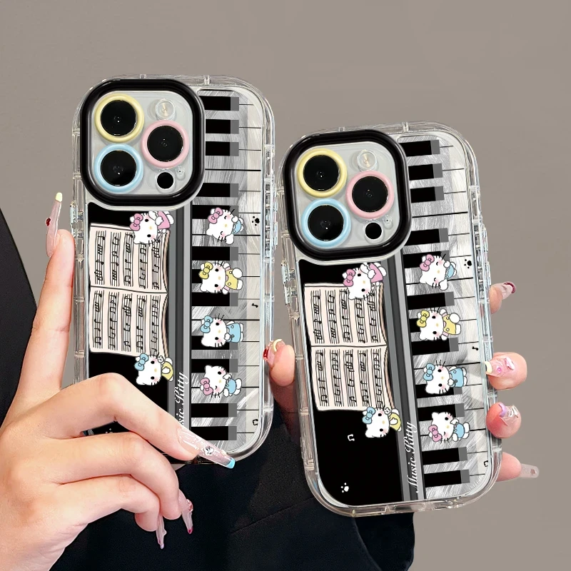 钢琴kitty猫羽纱奶油壳适用苹果16/华为荣耀/OPPO小米手机壳VIVO