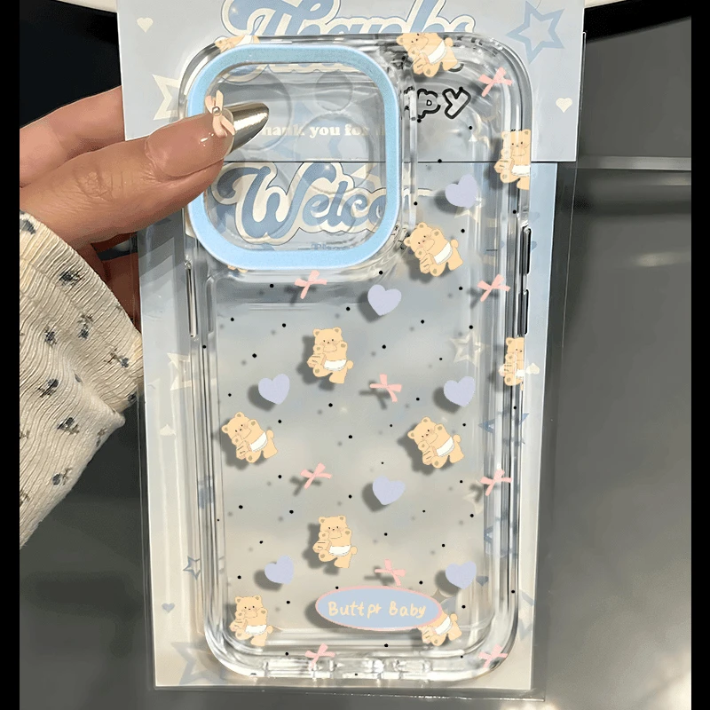 爱心黄油小熊适用iphone15/14/13手机壳华为P70vivo小米14oppo套