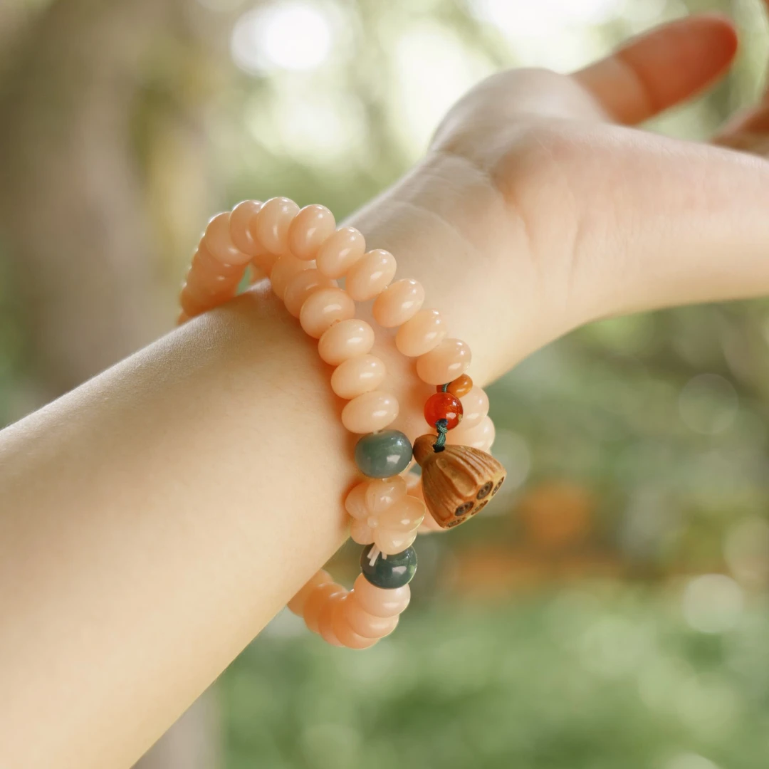 普陀山胭脂粉算盘珠手串（双圈）