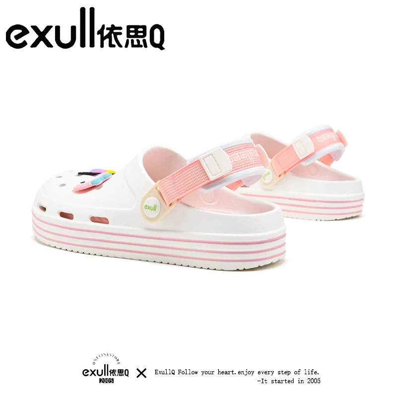 exull/依思Q2024新款洞洞鞋女款厚底夏季外穿可爱增高防滑凉拖鞋