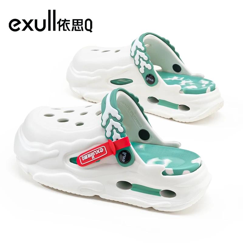 exull/依思Q洞洞鞋女潮流夏季户外厚底踩屎感外穿情侣两用凉拖鞋