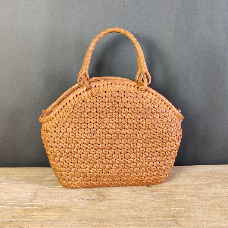 刘同款六角花野生葡萄藤包包纯手工编织女士款手提包出口日本欧洲