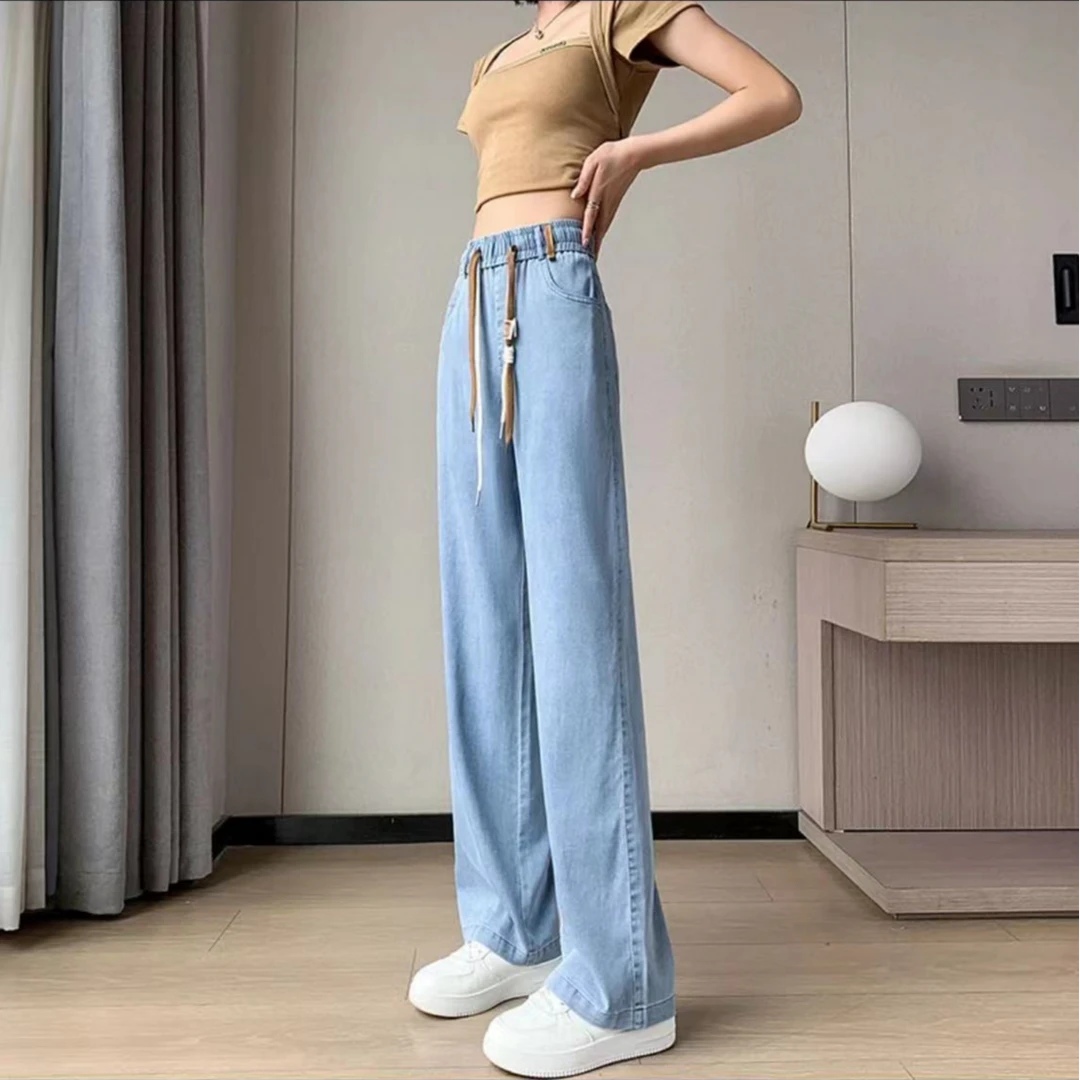 2368莱赛尔天丝超薄水洗牛仔裤男女夏季新款宽松时尚休闲裤