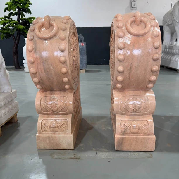 石雕天然汉白玉花岗岩青石门墩抱鼓石门当石一对麒麟抱鼓庭院摆件