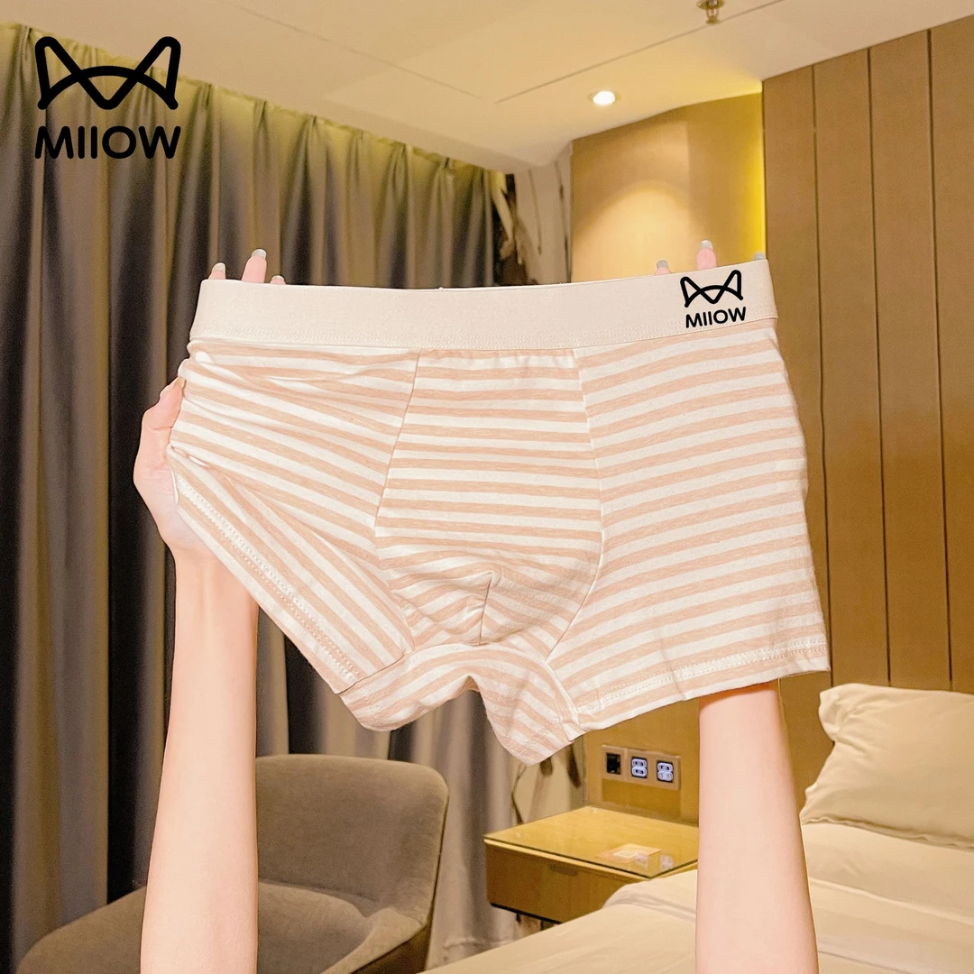 猫人新款新疆纯天然彩棉7A抗菌健康男士内裤头透气高弹平角短裤