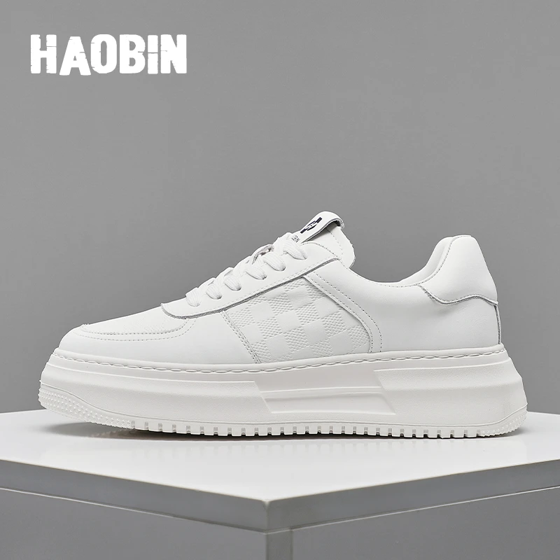 浩宾小白鞋男2025四季新款透气鞋男士百搭休闲厚底运动板鞋男鞋
