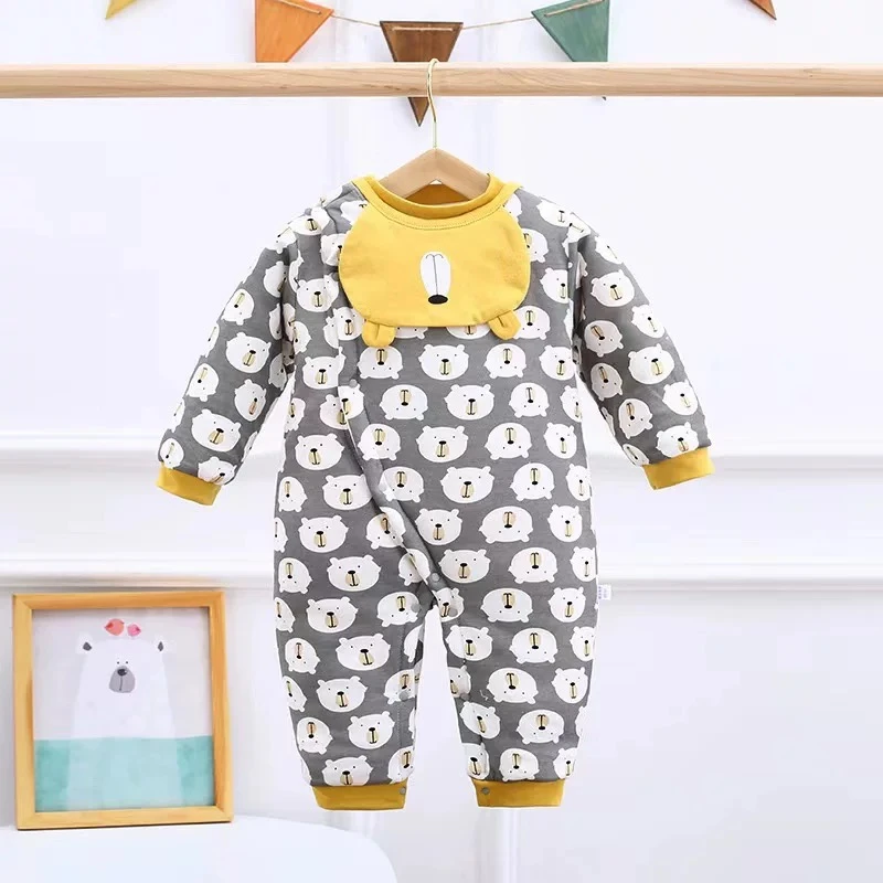 婴幼儿80克春季棉服薄款保暖新生儿连体棉服卡通男宝宝