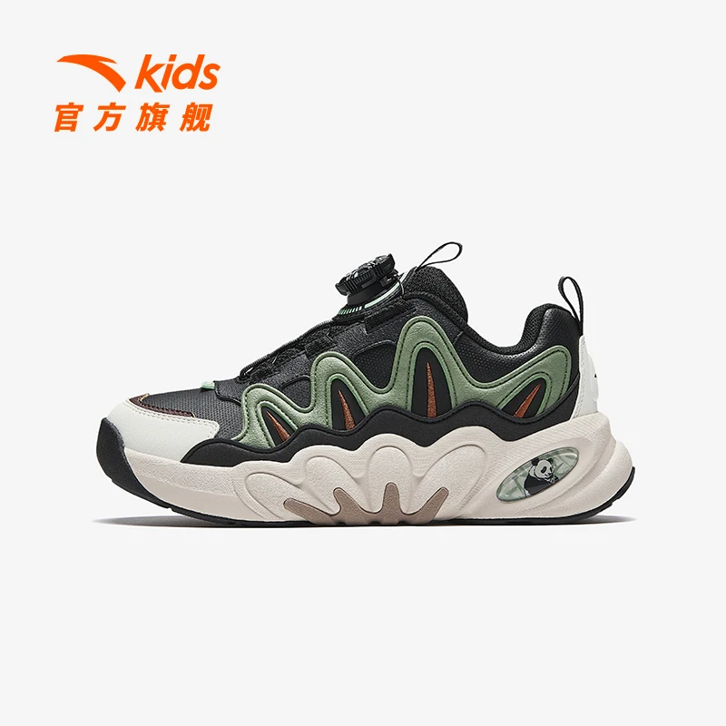 安踏儿童男大童休闲鞋2024款透气舒适防滑耐磨青少年低帮旋钮鞋潮