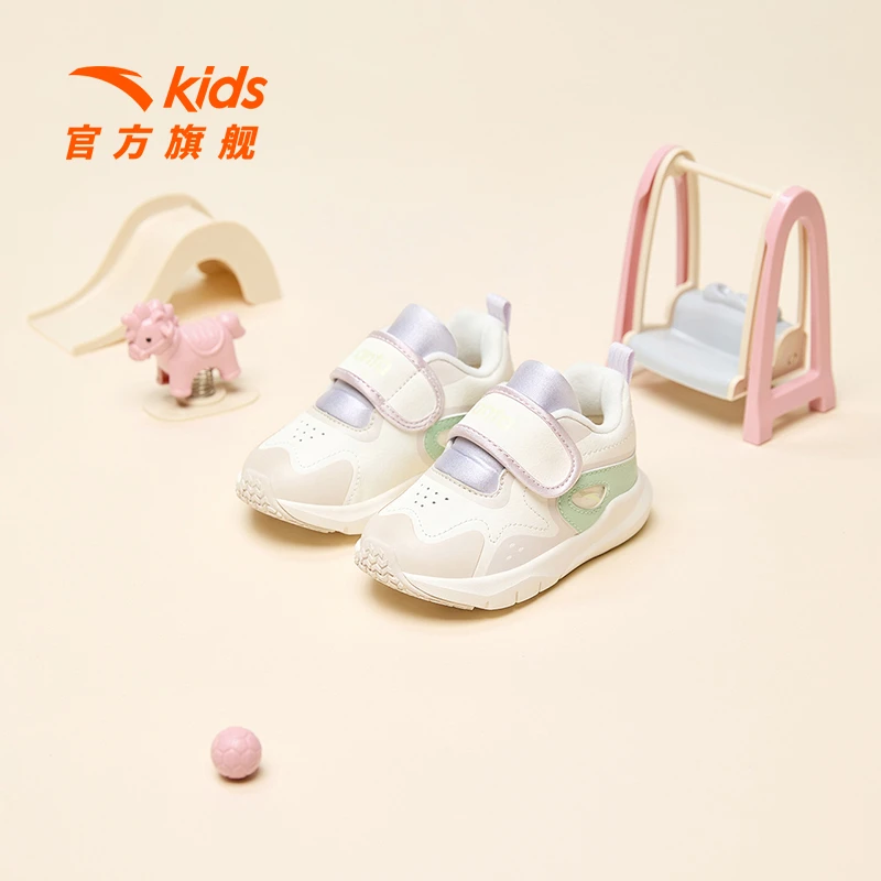 安踏儿童女婴童跑鞋2024四季款舒适防踢防滑学步鞋运动跑步鞋DZ