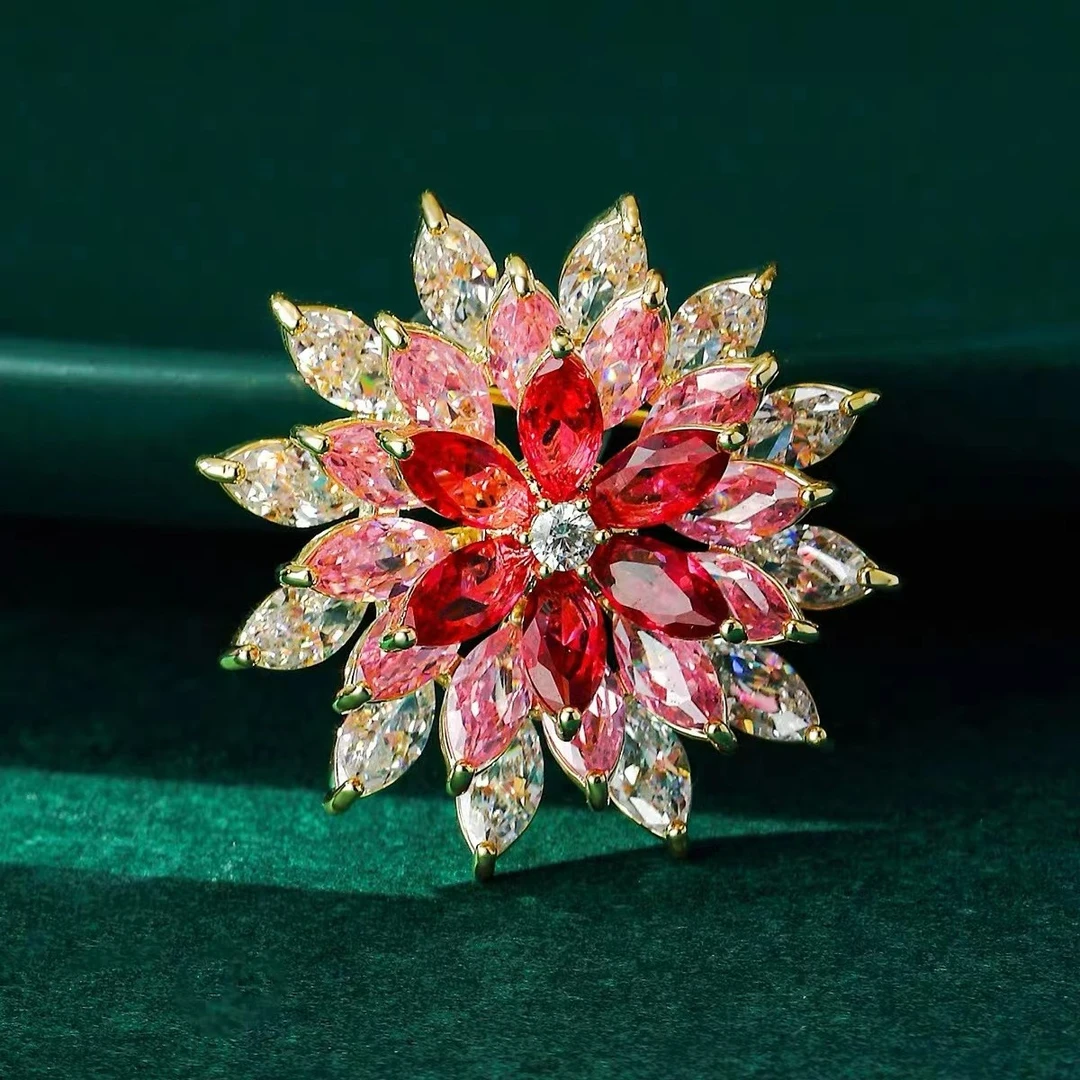 铜合金合成锆石胸针 旋转星空胸针百搭奢华轻奢款胸花时尚饰品271