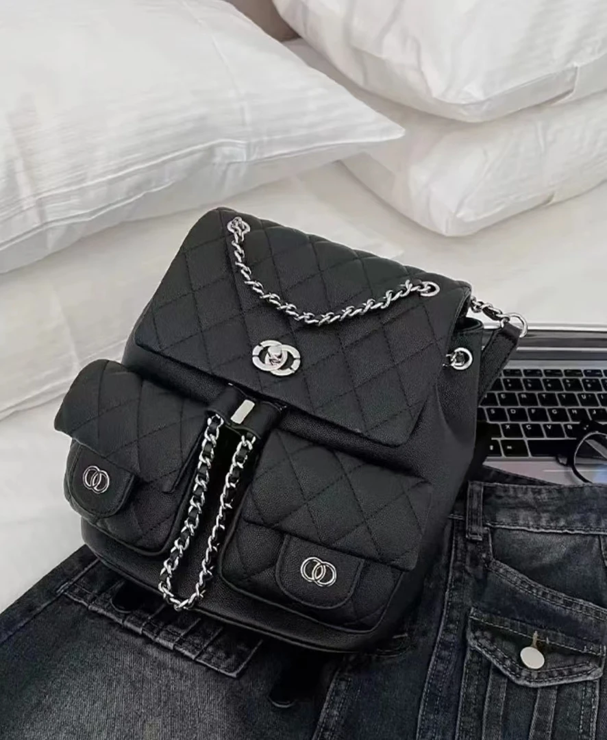 小香风鱼子酱网红款双肩包女款爆款2023新款高级感链条小背包高端