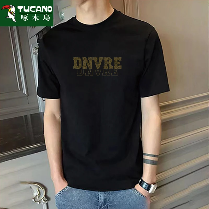 啄木鸟2025夏季纯棉男短袖T恤潮流宽松圆领上衣服打底衫全棉半袖t