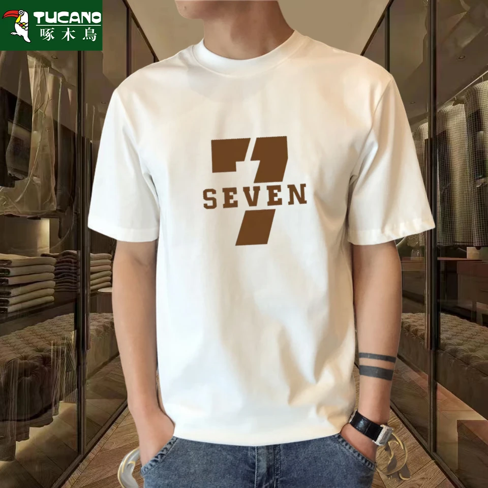 啄木鸟夏季短袖男士T恤ins百搭情侣纯棉打底衫男宽松港风半袖上衣