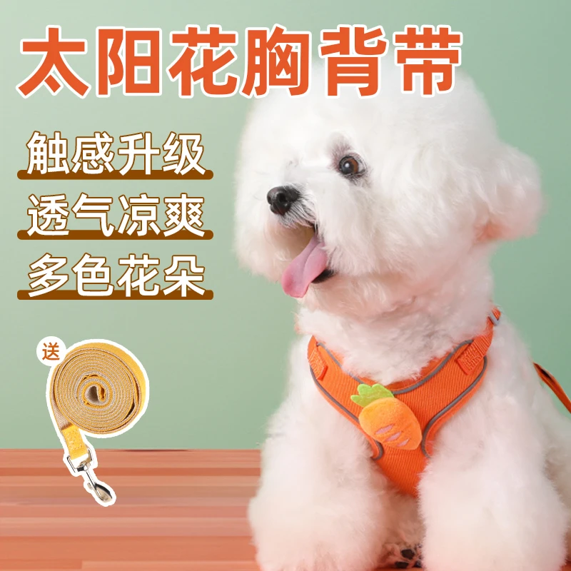 狗狗牵引绳背心式小型犬比熊胸背带泰迪小狗幼犬遛狗绳狗链子用品