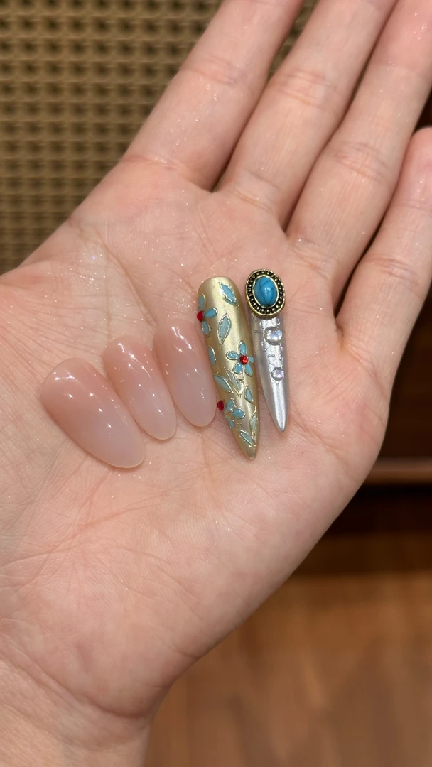 白菜家熹妃回宫蓝色款护甲4片装手工穿戴甲