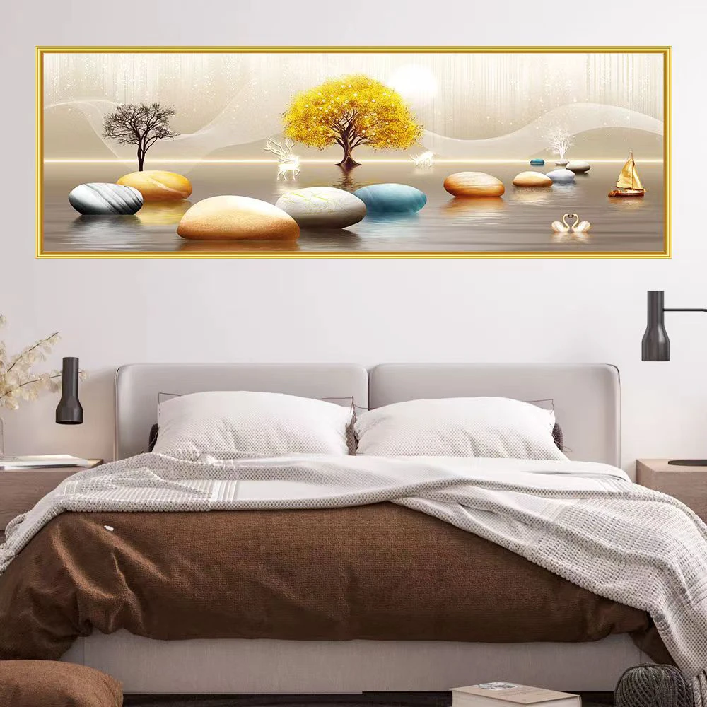 卧室床头画现代简约中式晶瓷镶钻床头装饰画