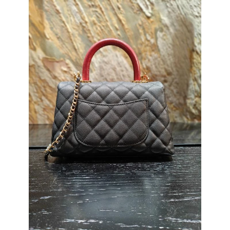 HIRMRIS手工真皮包550766-黑 红手柄豆香黑23底长