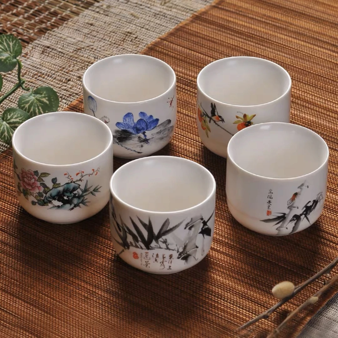 小口直杯陶瓷茶具防烫手主人杯家用创意茶杯精美中式