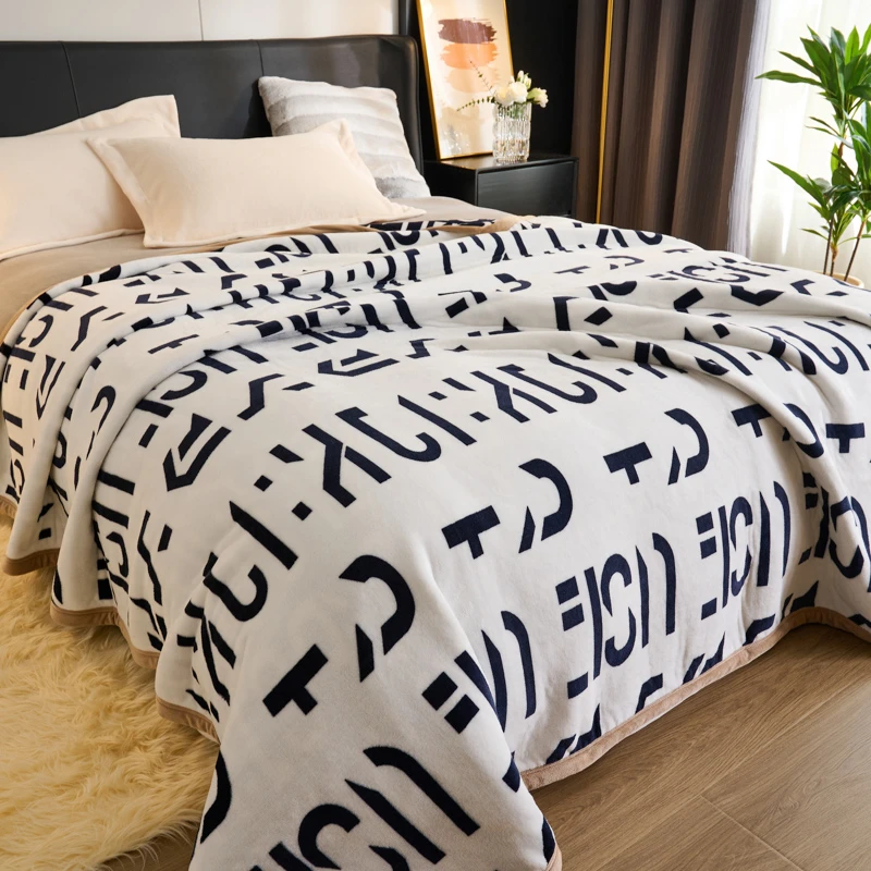 高档轻奢美式盖毯被双层加厚拉舍尔毛毯冬天家用办公室沙发午睡毯