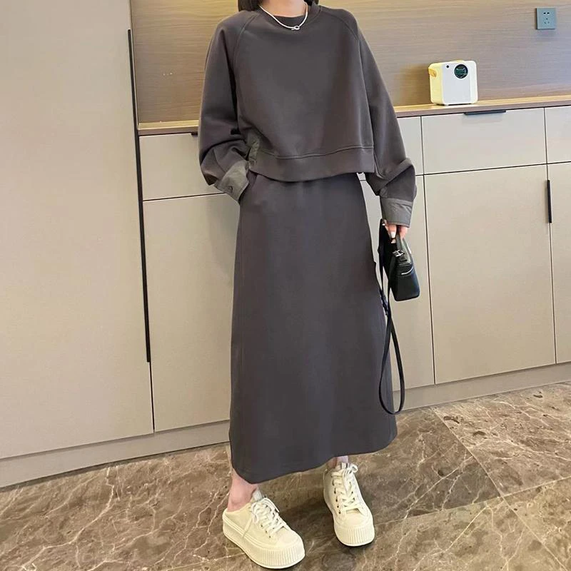 慵懒风卫衣套装裙女春秋季新款韩版休闲半身裙百搭时尚洋气两件套