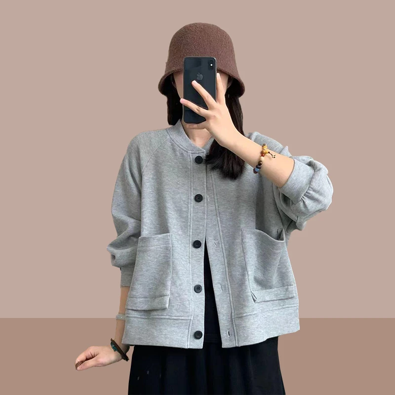 卫衣短外套女士2025年春秋季新款大码女装胖mm棒球服百搭夹克上衣