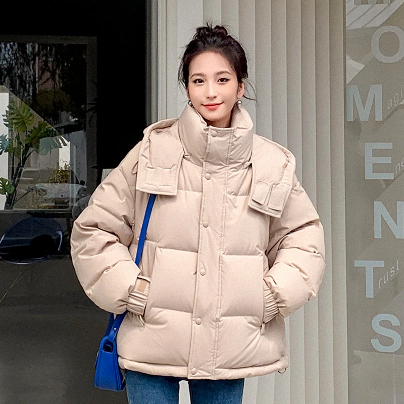 鸭鸭新款连帽休闲加厚羽绒服女冬百搭时尚保暖外套DRV26B0210