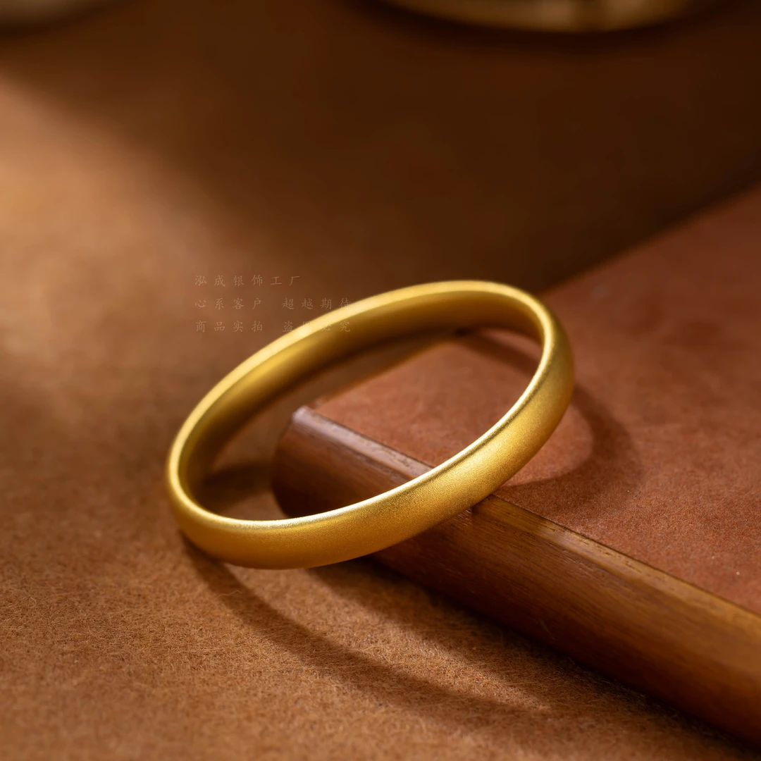 足银手镯 轮胎窄手镯金店同款金店同款不掉色手工时尚素圈实心