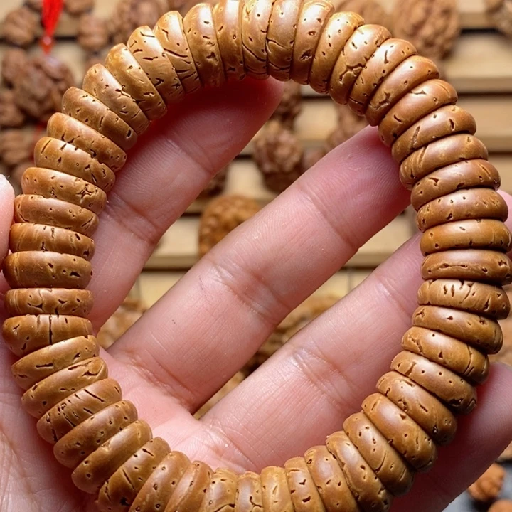 桃核手工雕刻金饭碗手串