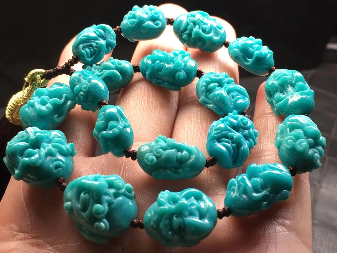 原矿三无高瓷蓝精品精雕玉化十八罗汉手持