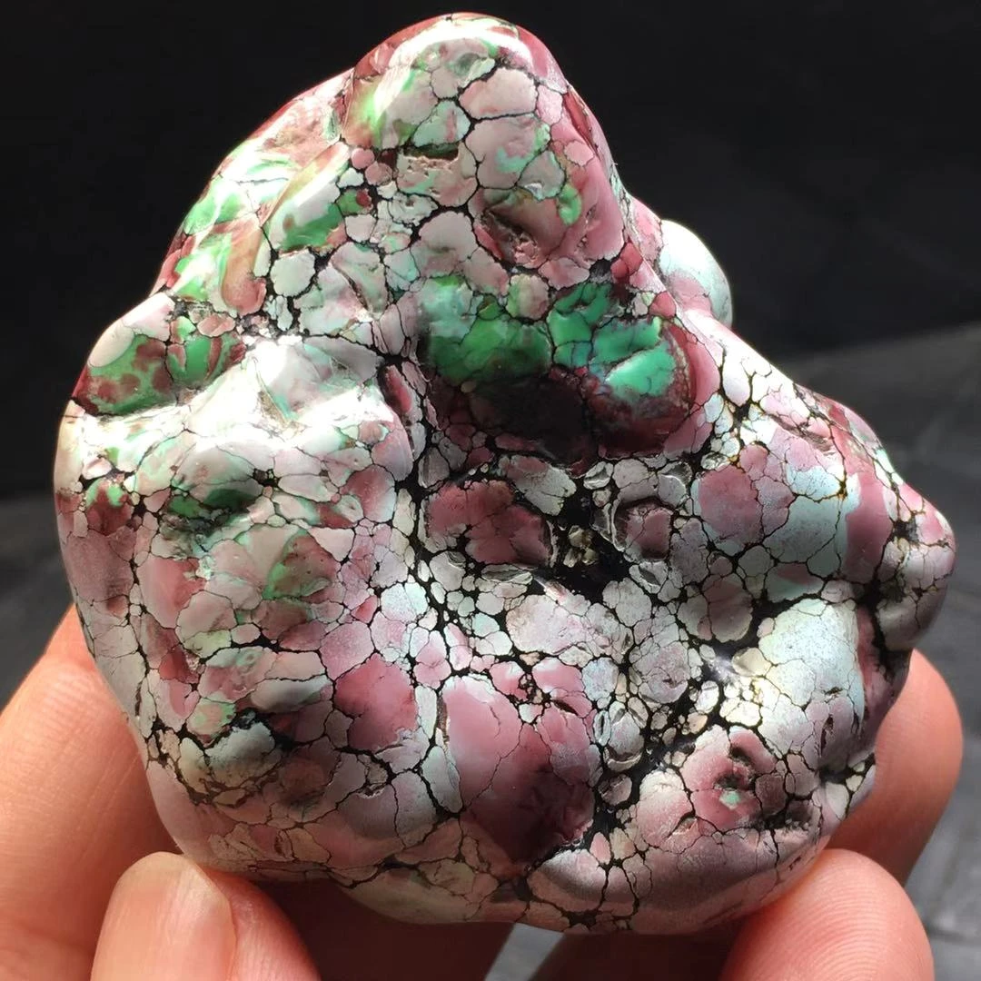 原矿三无高瓷精品粉彩绿松石随型摆件