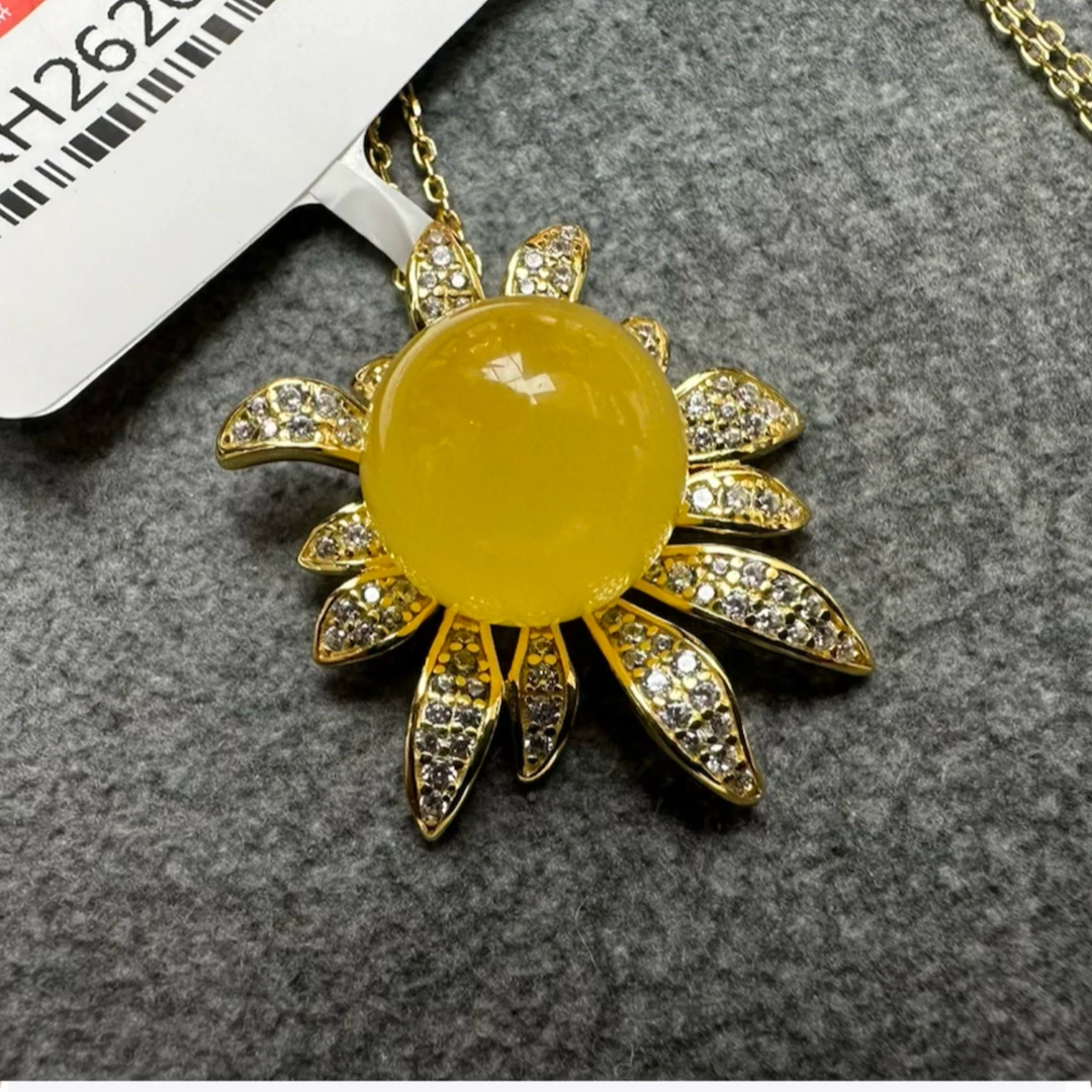 蜜蜡水滴圆珠吊坠 CRH2620856